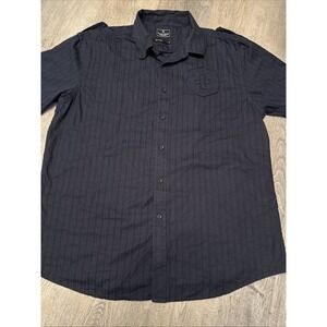 Mark‎ Ecko New York size XL cotton button-down black Shirt Cross Wings Y2K